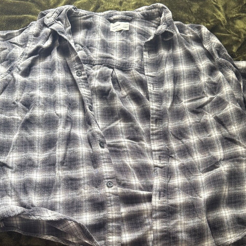 Garage Men's Casual Plaid Shirt - Gray and White